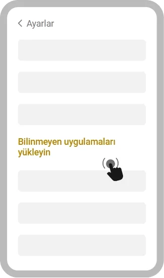 Android kurulum adım 2: bilinmeyen kaynak izni