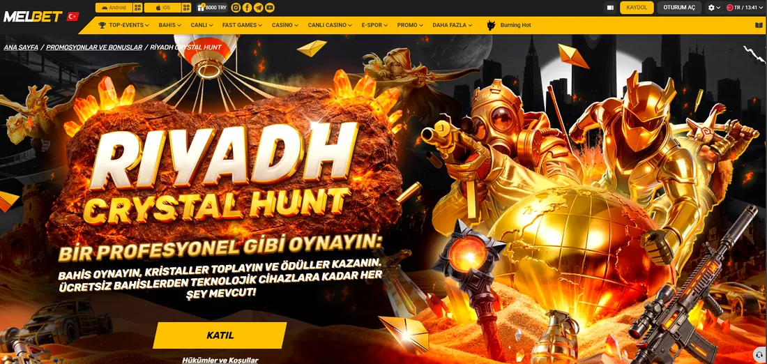 Melbet Riyadh Crystal Hunt kampanyası: kristal toplayarak ödül kazanma