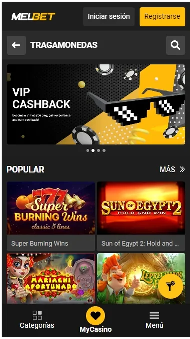 Melbet VIP program ekran görünümü